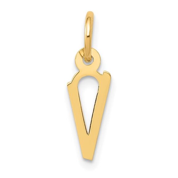 10k Yellow Gold Small Slanted Block Initial V Charm - Picture 1 of 4